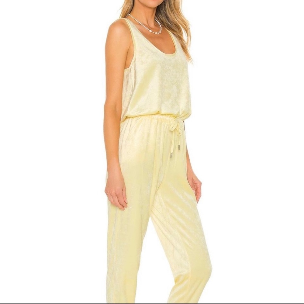 🆕Generation Love Emery Jumpsuit Yellow Velour Soft One Piece Drawstring Waist